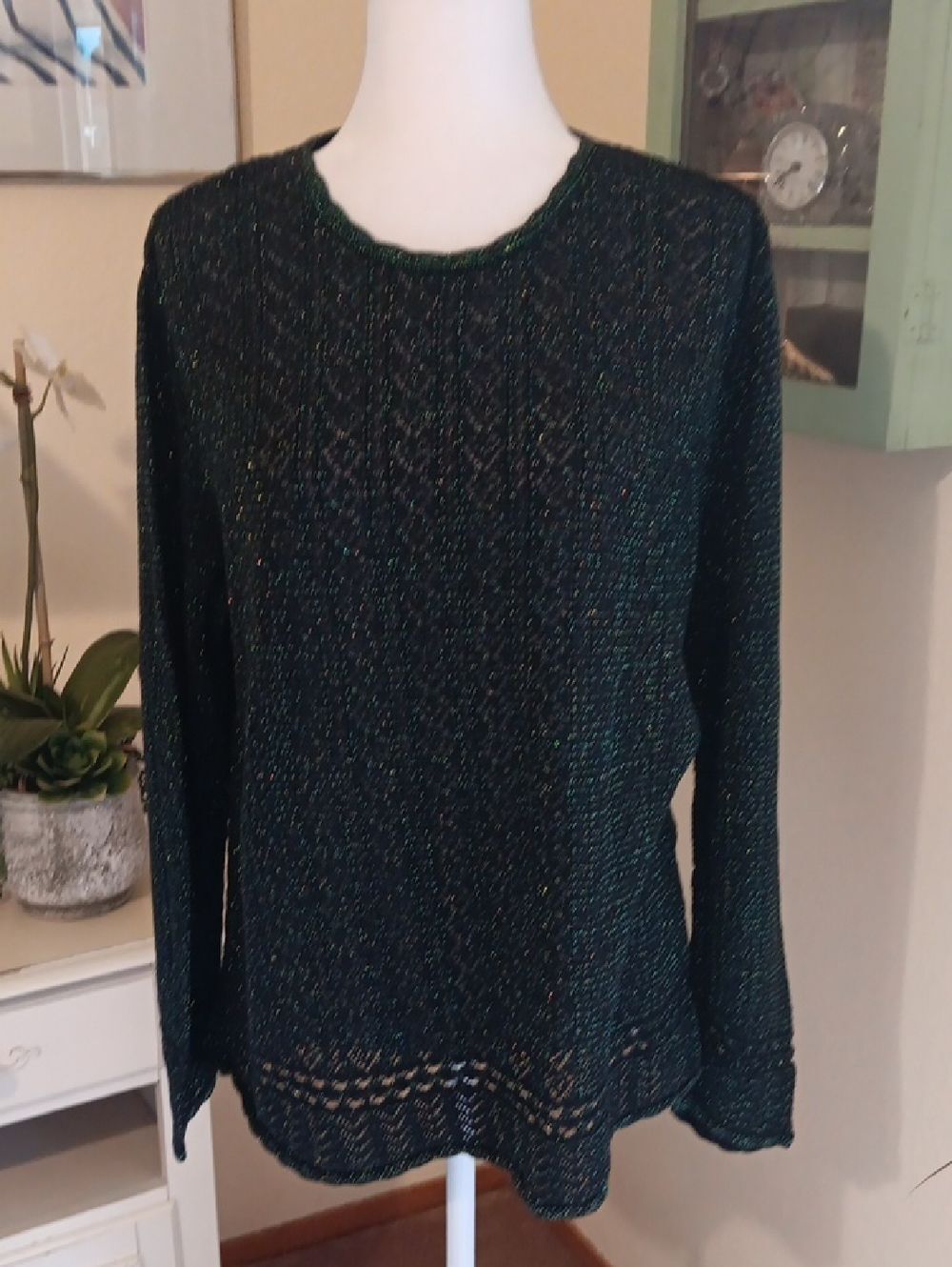 C P Shades Sausalito Crochet Obsidian Sparkly Sweater